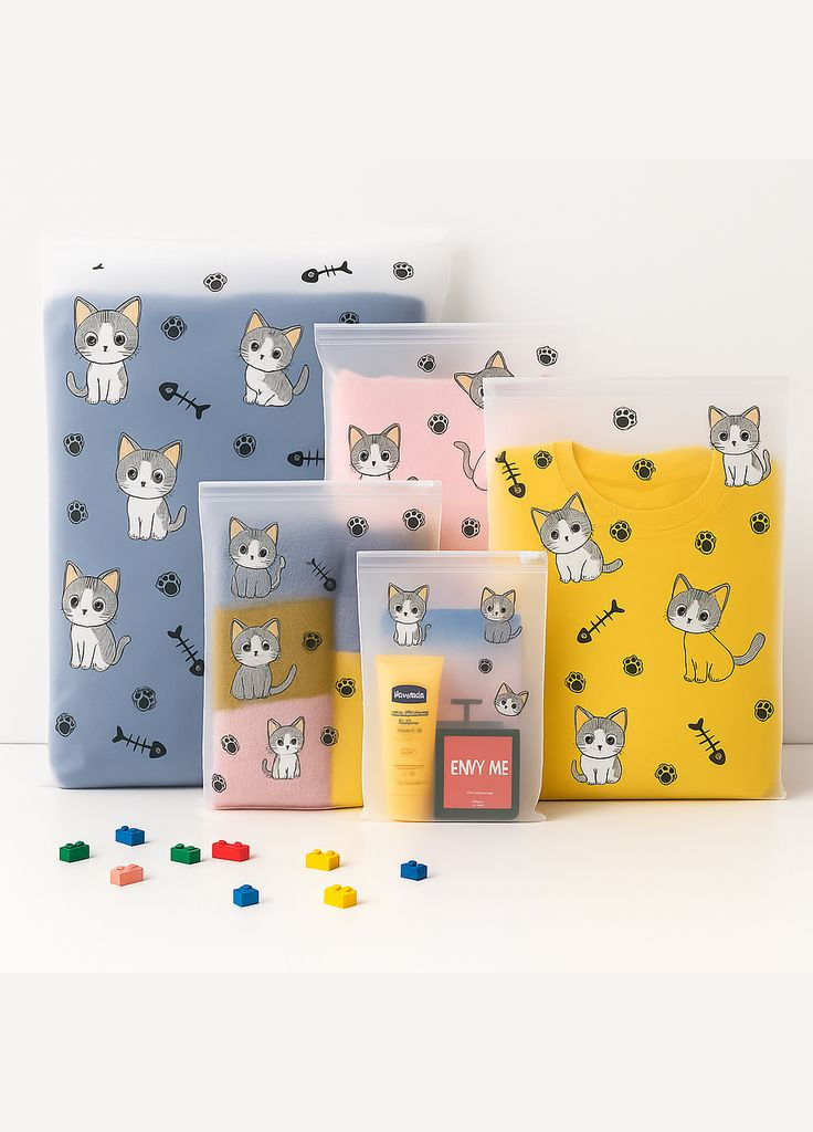 Набор пакетов для хранения со слайдер-замком "Котики", 20 шт - 25×35 см LoveYouHome (373293867)