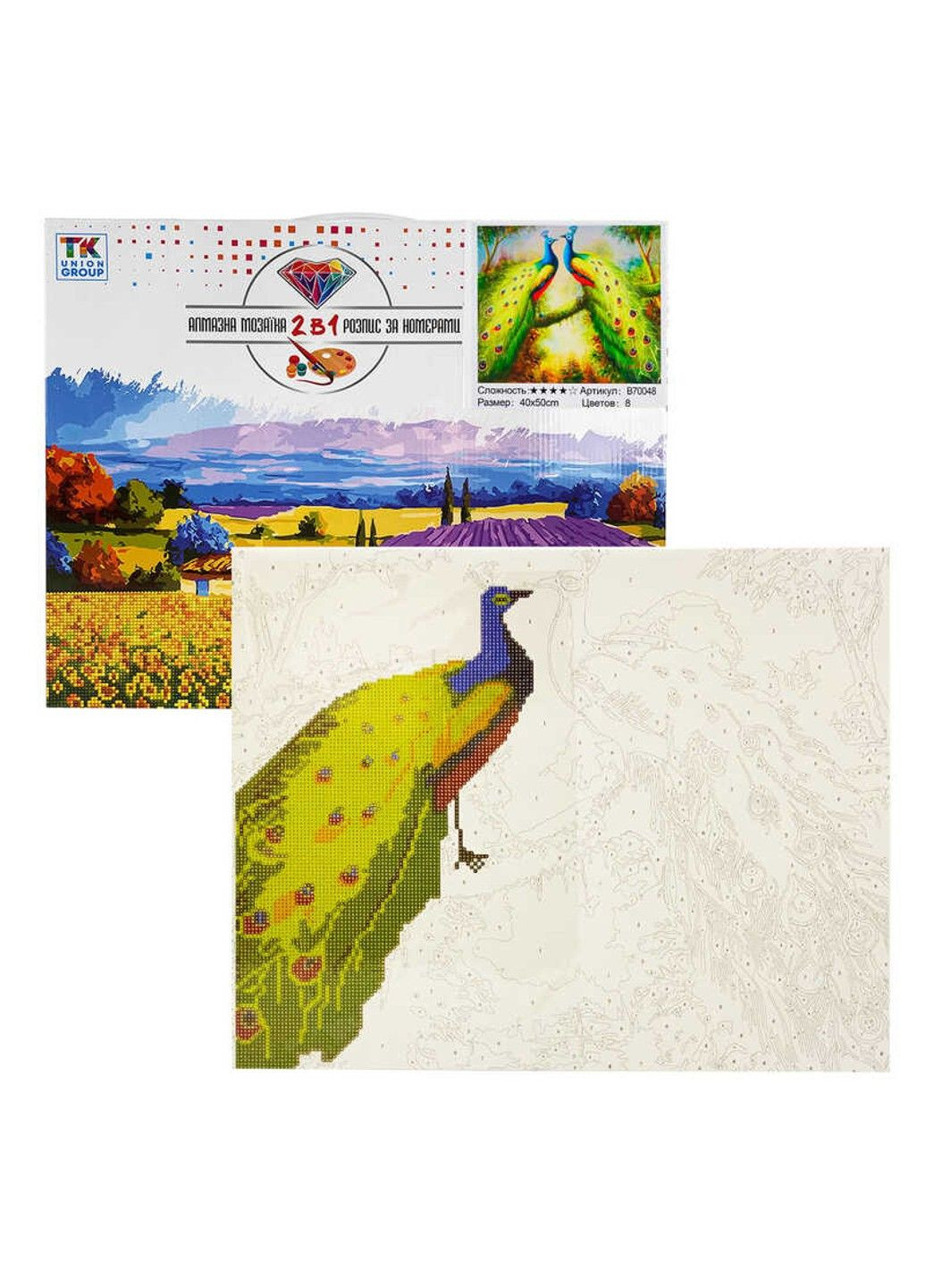 Картина по номерам + Алмазная мозаика B 70048 (30) "", 40х50 см, "Павы", в коробке TK Group (307165071)