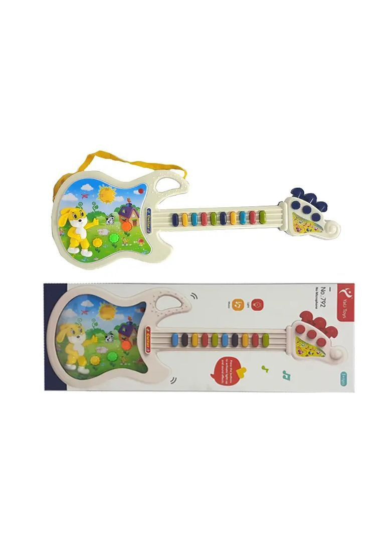 Музыкальный инструмент Гитара пластиковая на батарейках с музыкой и светом в ассортименте 792 YG Toys Муз0792 (370973582)