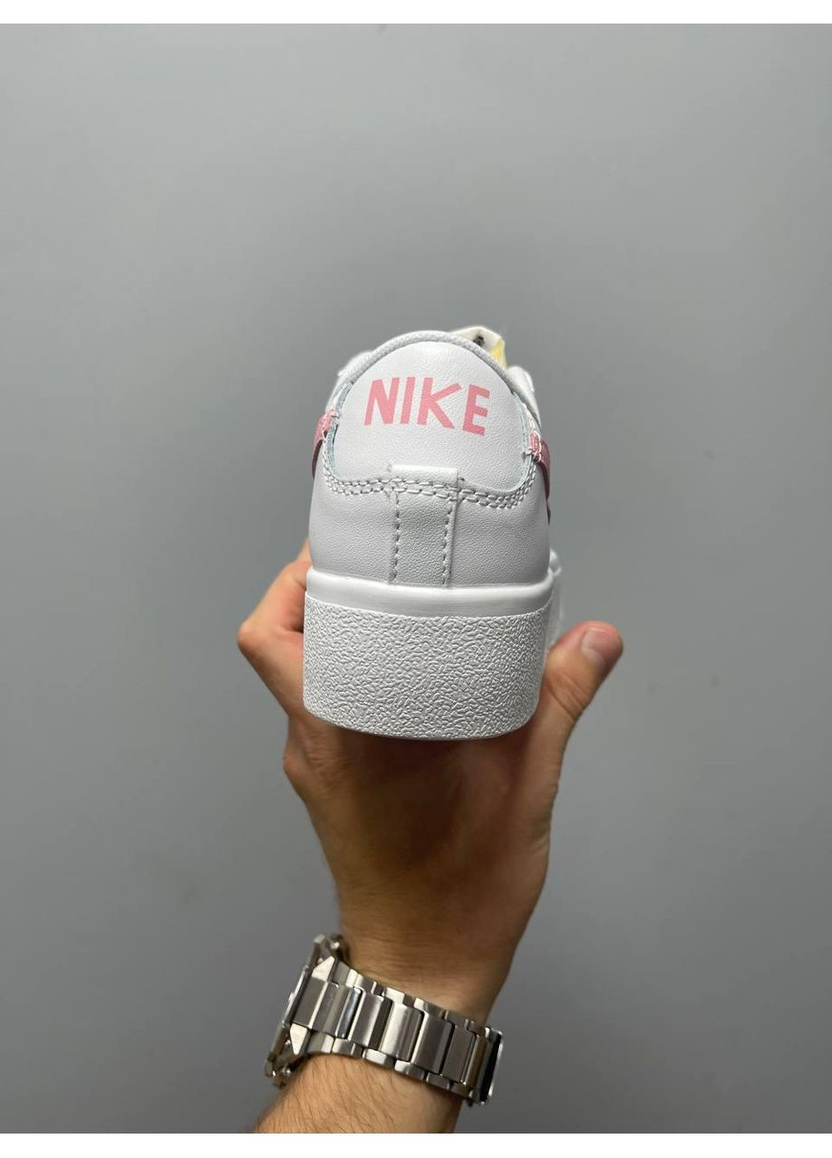 Розовые демисезонные кроссовки мужские nike blazer low platform white pink glaze v2 найк блейзер No Brand