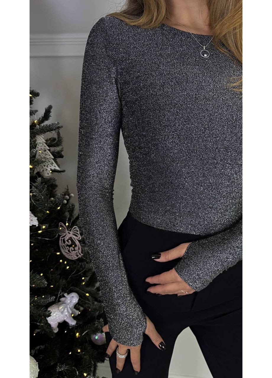 Лонгслив 157 люрекс трикотаж с вырезом для пальчика Україна (369443644)