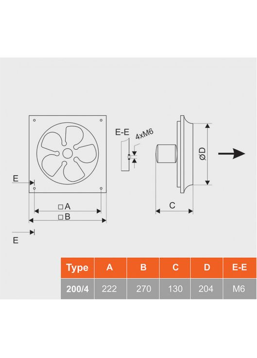 Осевой вентилятор с монтажной пластиной PVOS 200/2 1100-1200 м³/ч MMotors JSC (300801208)