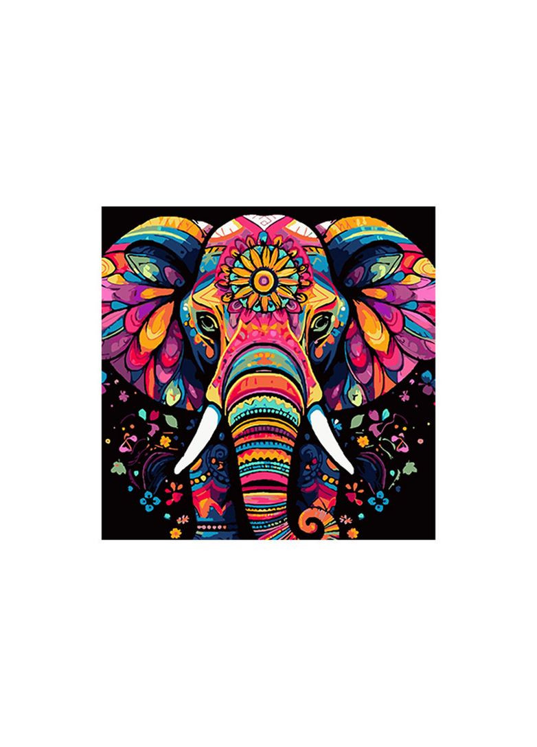 Картина за номерами Екзотичний слон на чорному тлі розміром 40х40 см (AV4040-46) Strateg (362433322)