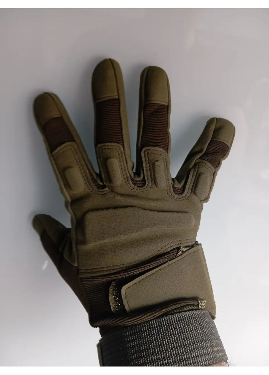 Тактичні рукавички для військових з захистом, дичаючі, сенсорні(олива) No Brand (366890839)