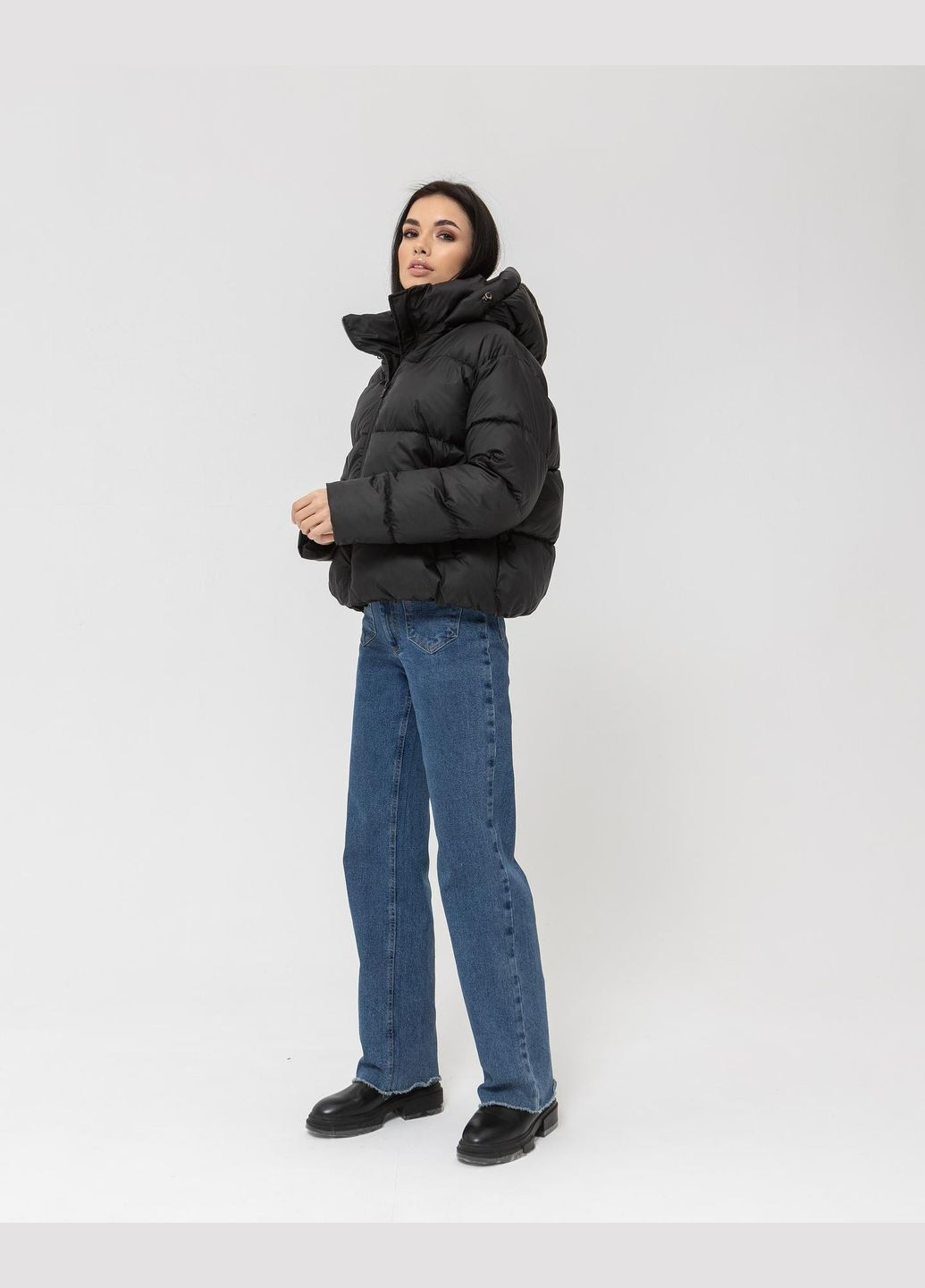 Чорна жіноча куртка капюшон (весна/осінь) No Brand