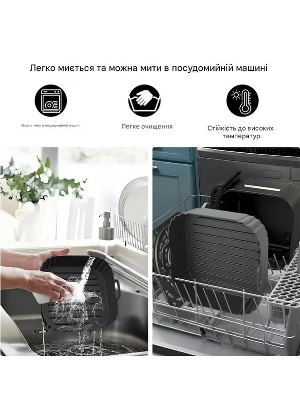 Форма силіконова квадратна для аерогрилю мультипечі та фритюрниці 19.5 см UK-18195 No Brand (379474029)