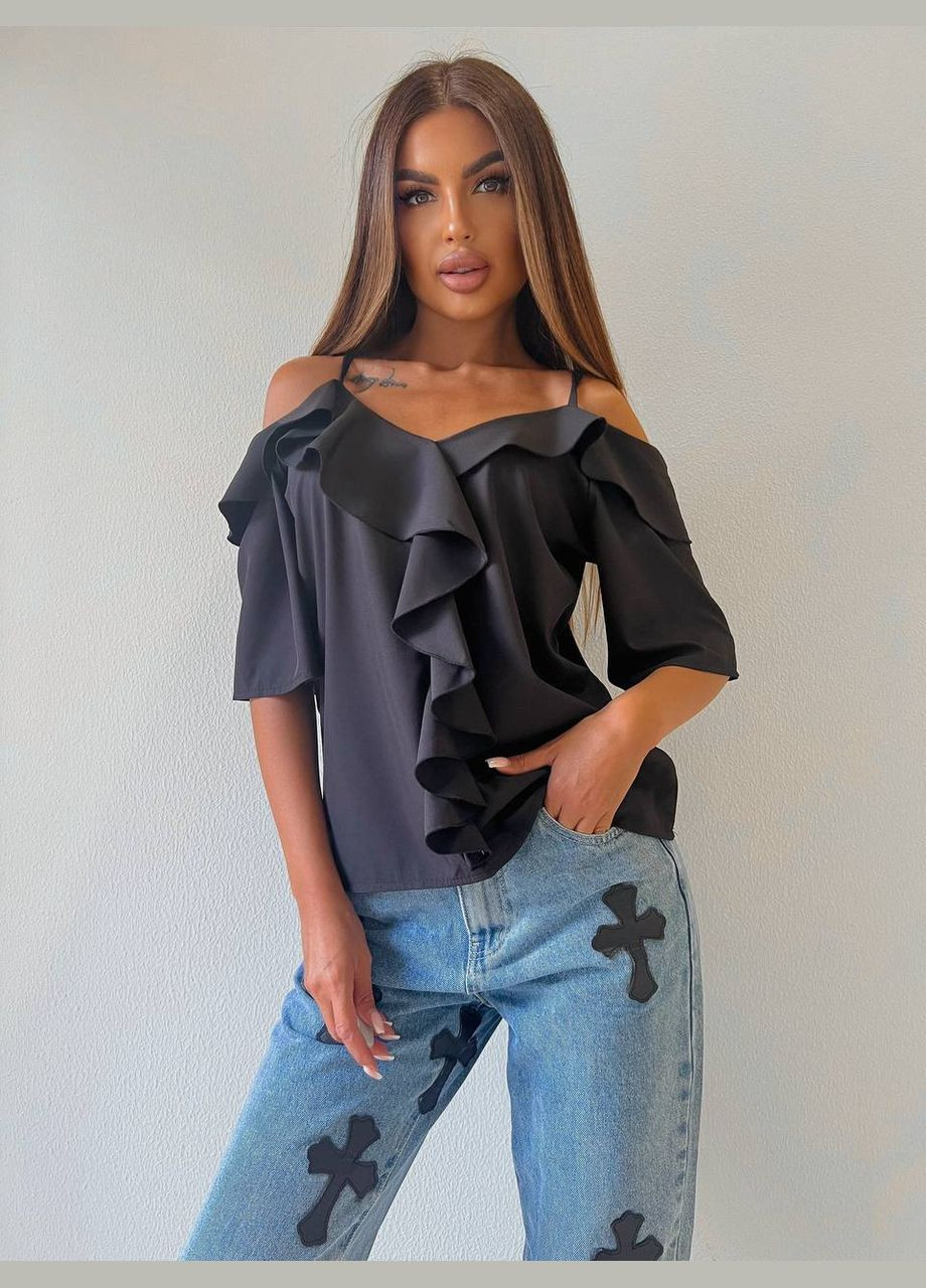 Черная классическая рубашка однотонная DK/DL Мода без кордонів