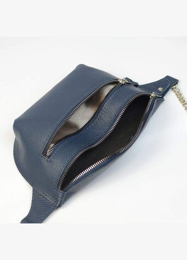 Синяя кожаная женская нагрудная поясная сумочка бананка через плечо Serebro (315332555)