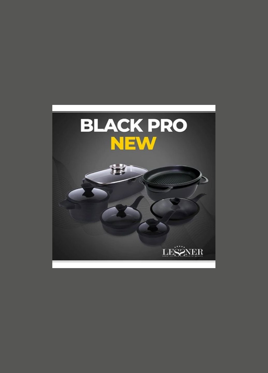 Сотейник Black Pro New 30 см, с жаростойкой крышкой с ободком из силикона (88374-30-S) Lessner (342117561)