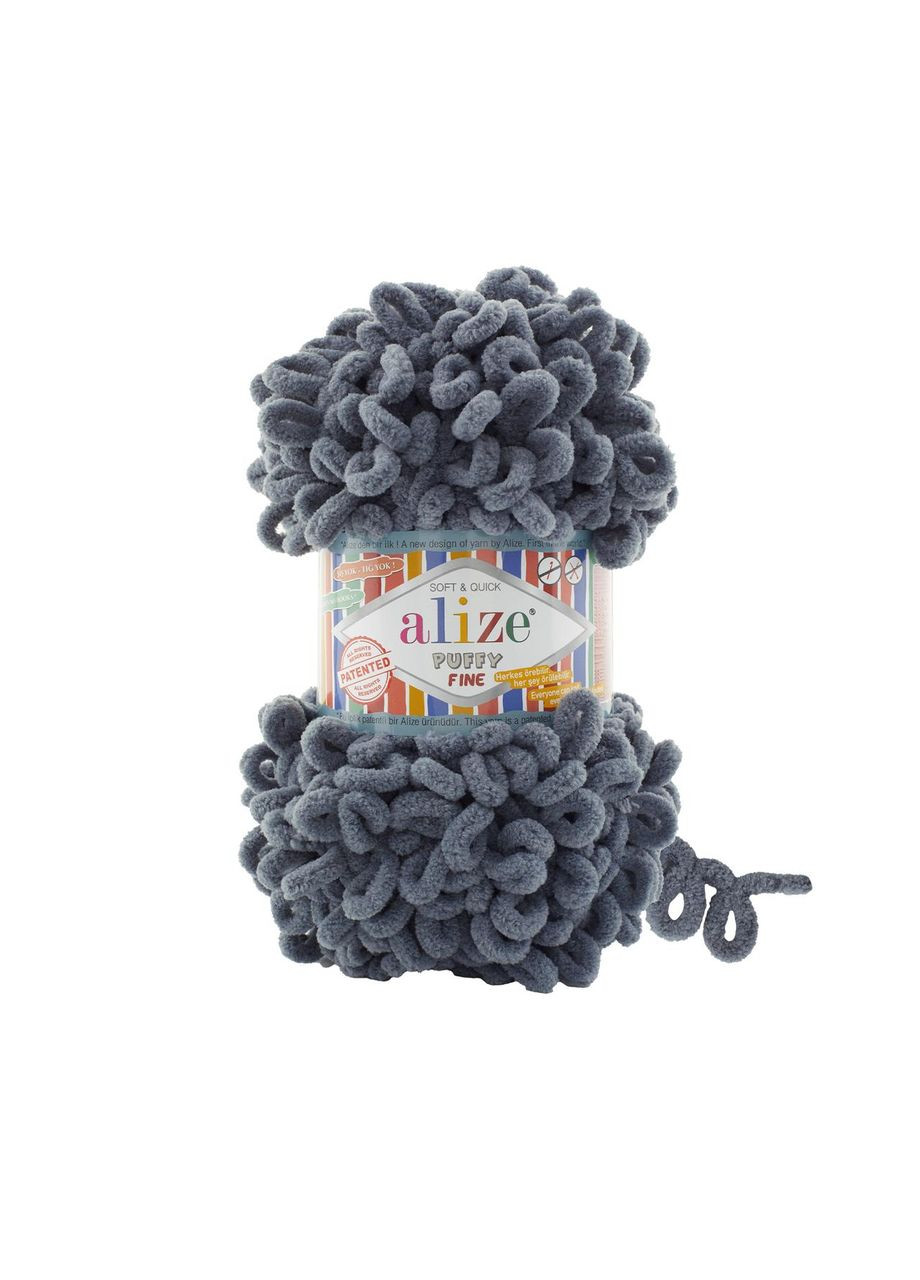 Пряжа PUFFY FINE 87 ализе пуффи файн фантазийная нить плюшевая Alize (326834865)