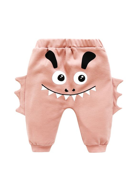 Розовые демисезонные штаны детские с монстром (штаны детские с монстром (розовый 66см)) (4892) Qoopixie