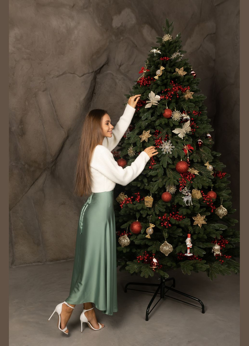 Искусственная литая елка Букингем Зеленая 1.80м с подставкой на 30% больше веточек Yalunka Tobi (347585325)