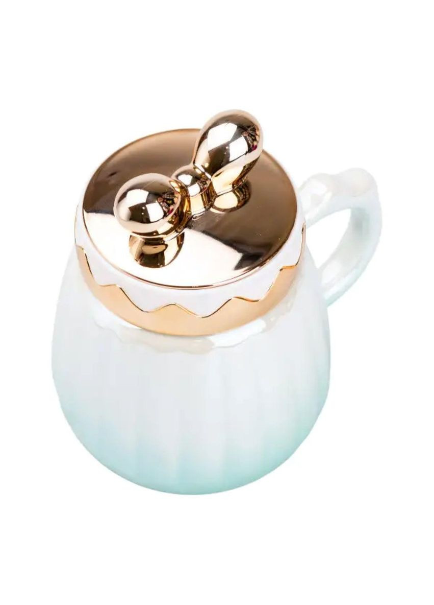 Чашка фарфоровая 500 мл с крышкой Зеленая HP7194GR TS Kitchen (370969321)