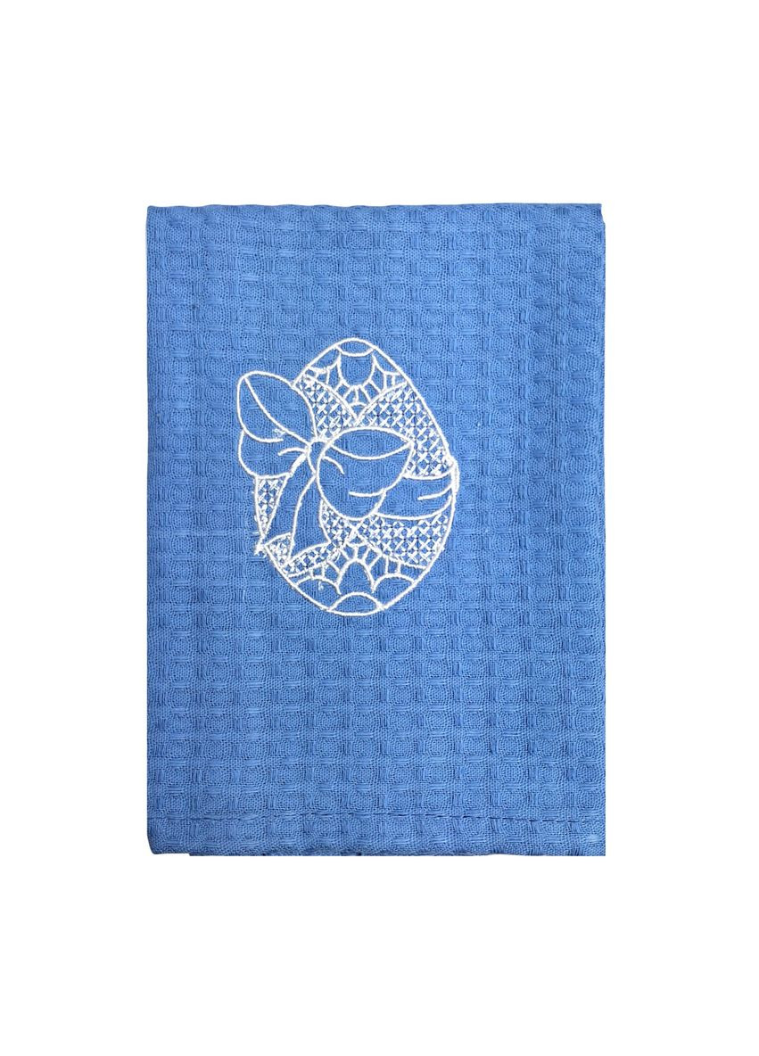 Полотенце Happy Easter с вышивкой пасхальное вафельное 35х70 см голубое (2800004775540) SoundSleep голубой