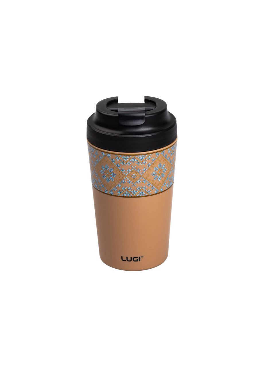 Термочашка Вышиванка 380 мл с крышкой на защелке коричневый Yiwu (332769689)