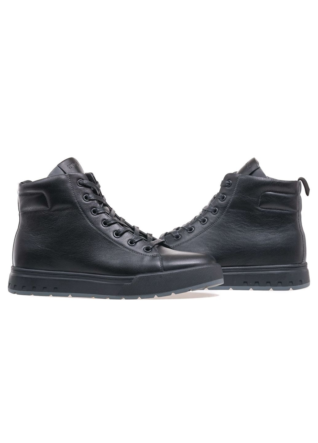 Черные зимние ботинки комфорт мужские 352-1s-ow/black leather Ikos