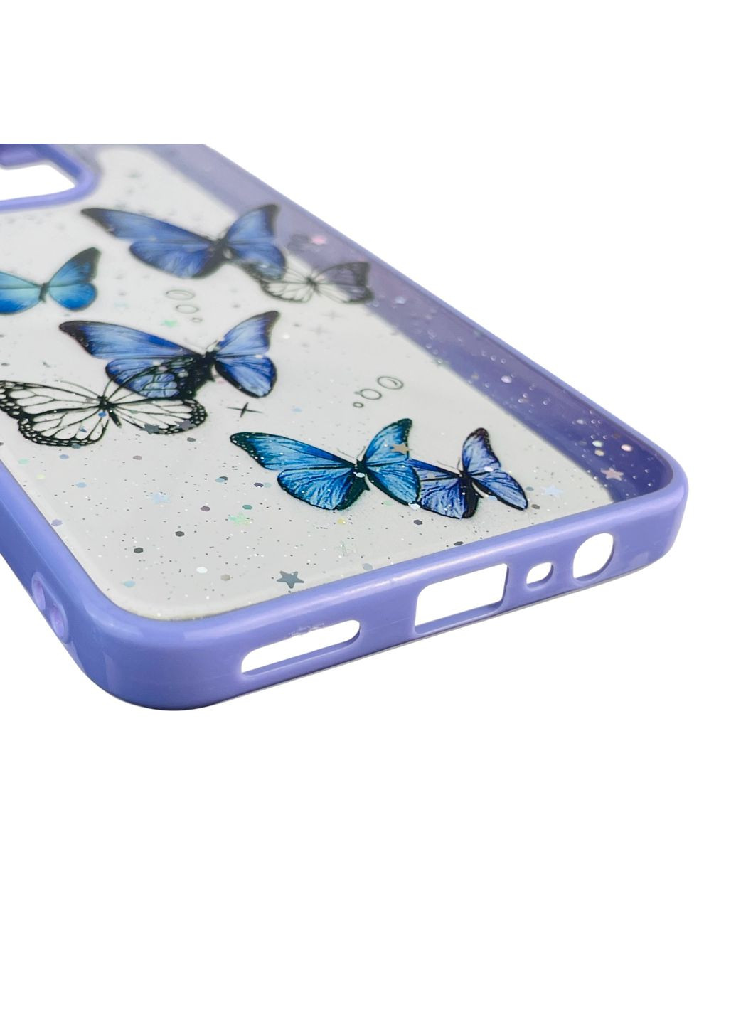 Чохол для C53 з блискітками з метеликами на реалмі с53 бузковий Realme (366390368)