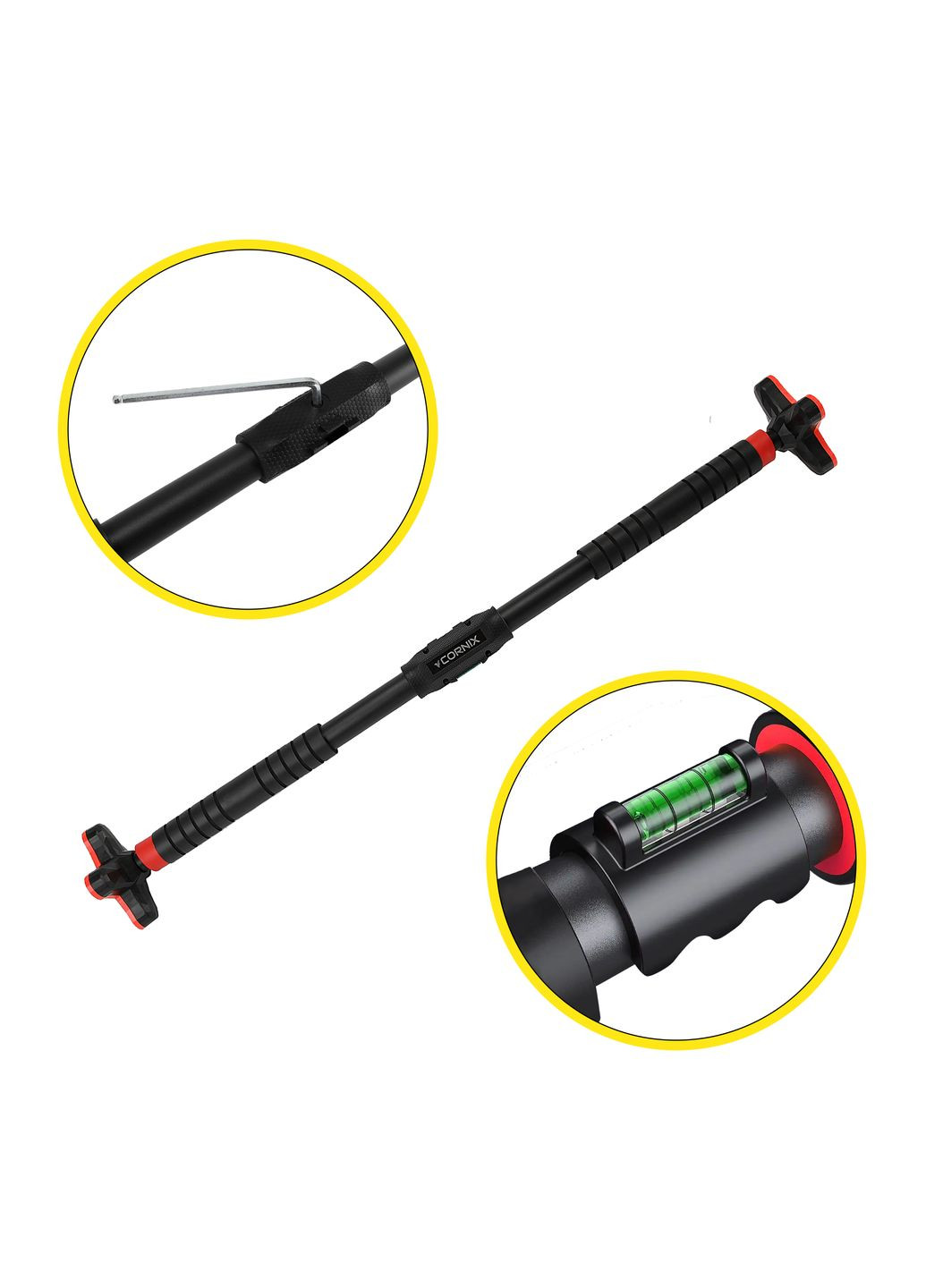 Турник раздвижной Pro+ 100-150 см XR-0288 Black/Red Cornix (322141219)