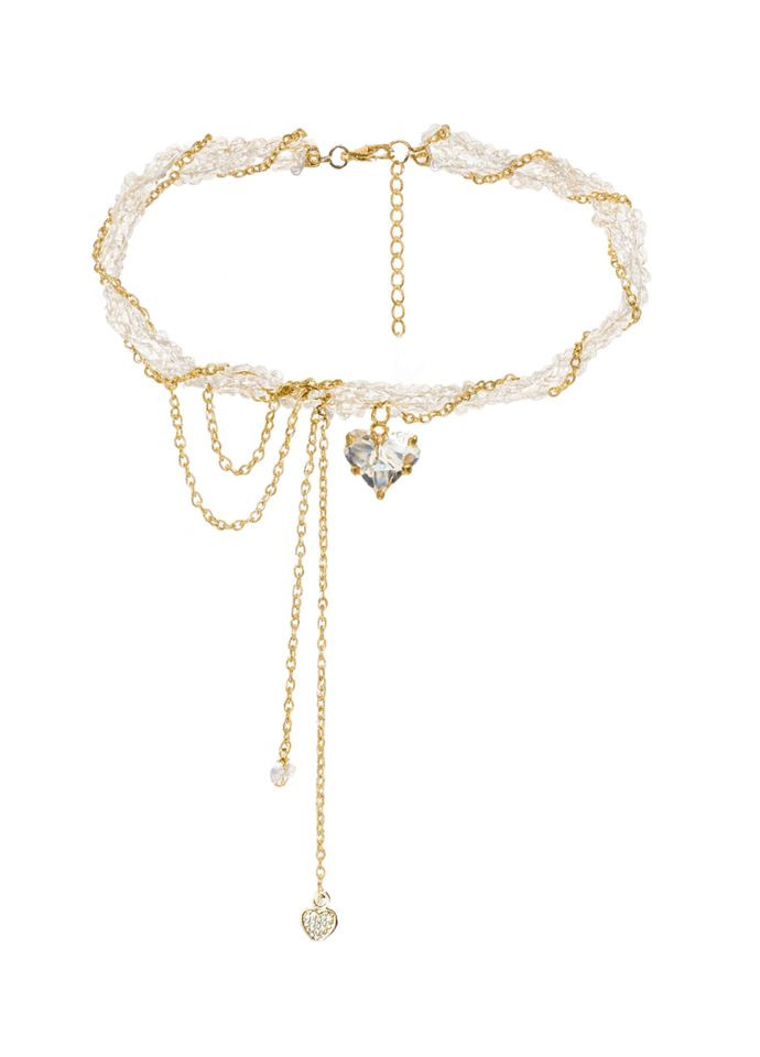 Колье из мерцающего хрусталя с сердцем и цепочкой 5560 LeBijou (368559168)