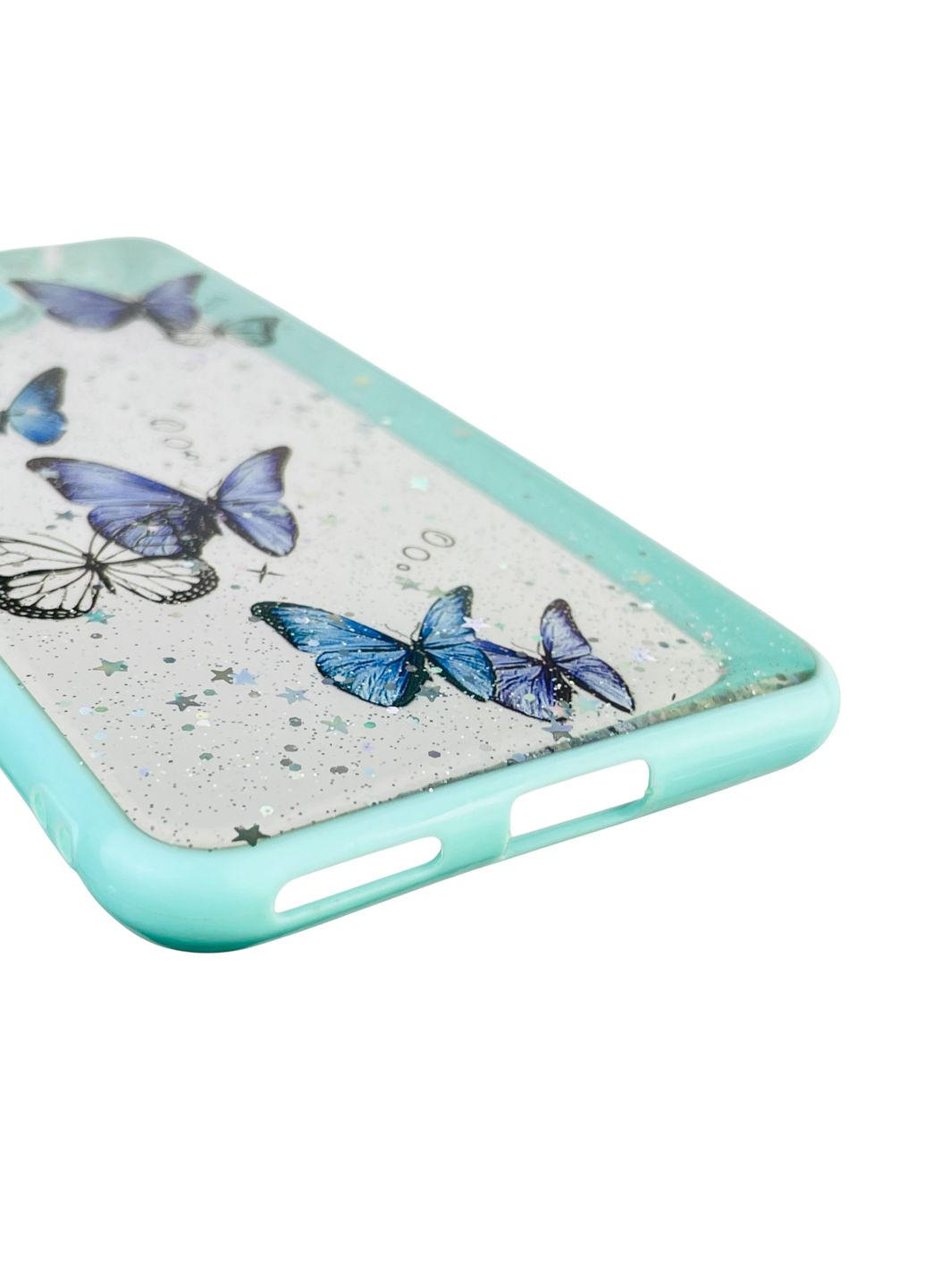 Чохол для Mi 11 Lite з блискітками з метеликами на сяомі мі 11 лайт бірюзовий Xiaomi (366388673)