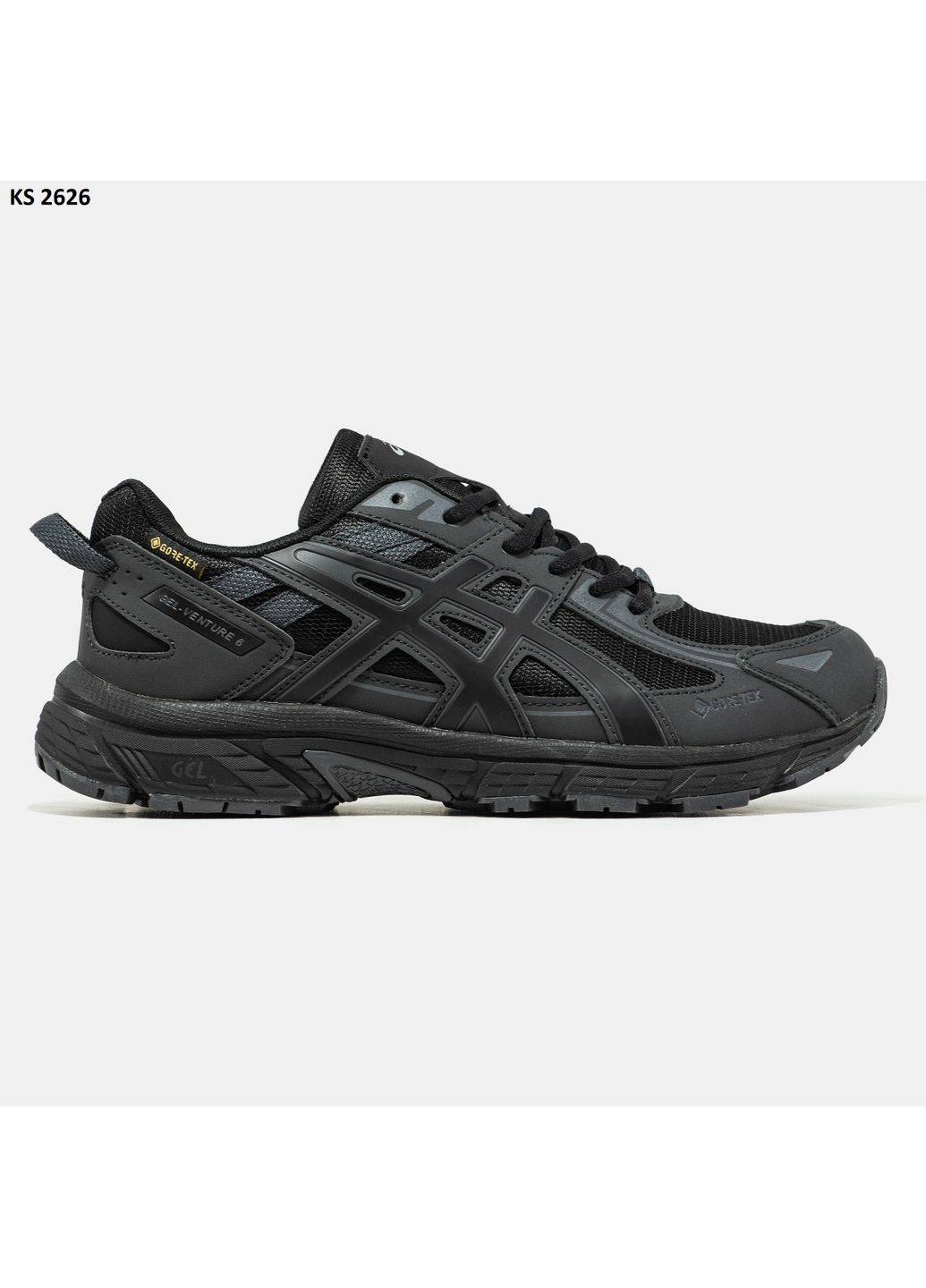 Черные демисезонные кроссовки мужские asics gel-venture 6 gore-tex black gray асикс гель вентуре 6 No Brand