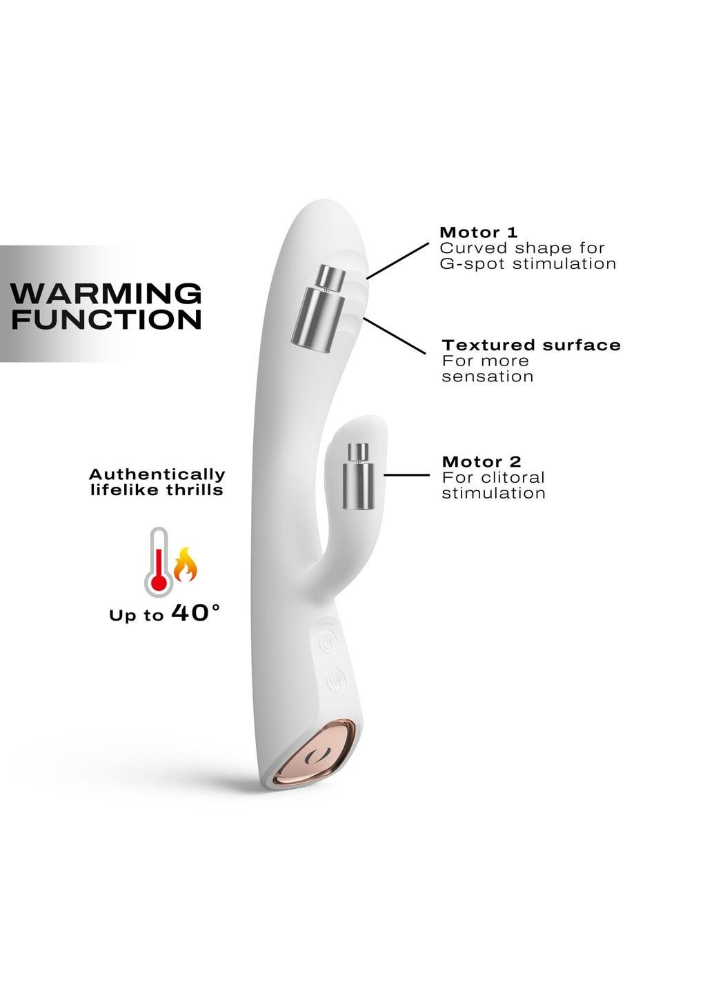 Вибратор-кролик с подогревом FLEXI RABBIT WHITE, гибкий ствол Dorcel (316156146)