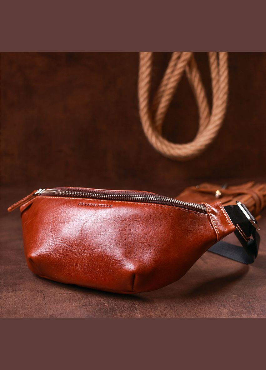 Сумка мужская кожаная через плечо бананка на пояс 11141 Коричневая Grande Pelle (302007680)