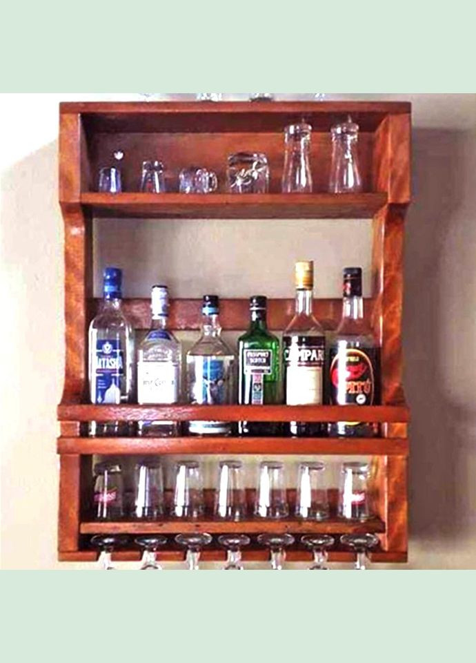 Настенная винная полка из дерева Мисихоро коралл (ПНК-013114) No Brand (327424519)