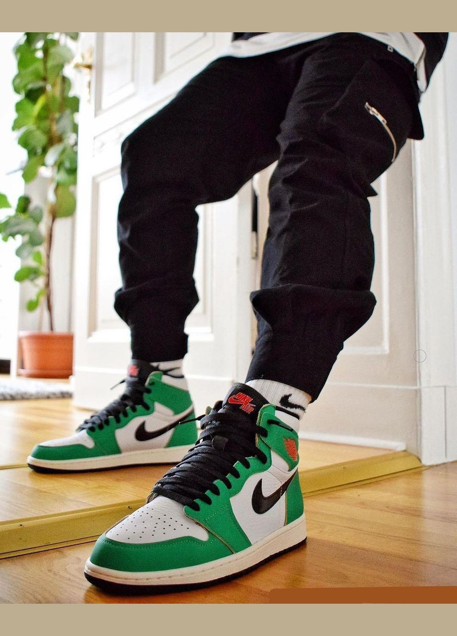 Синій всесезонні кросівки air jordan 1 retro high lucky green 45 Nike