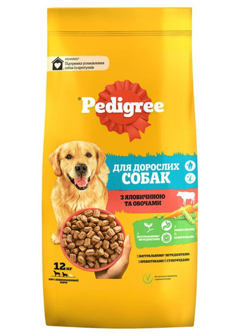 Сухой корм для собак для взрослых собак, говядина/овощи 12кг Pedigree (361074643)