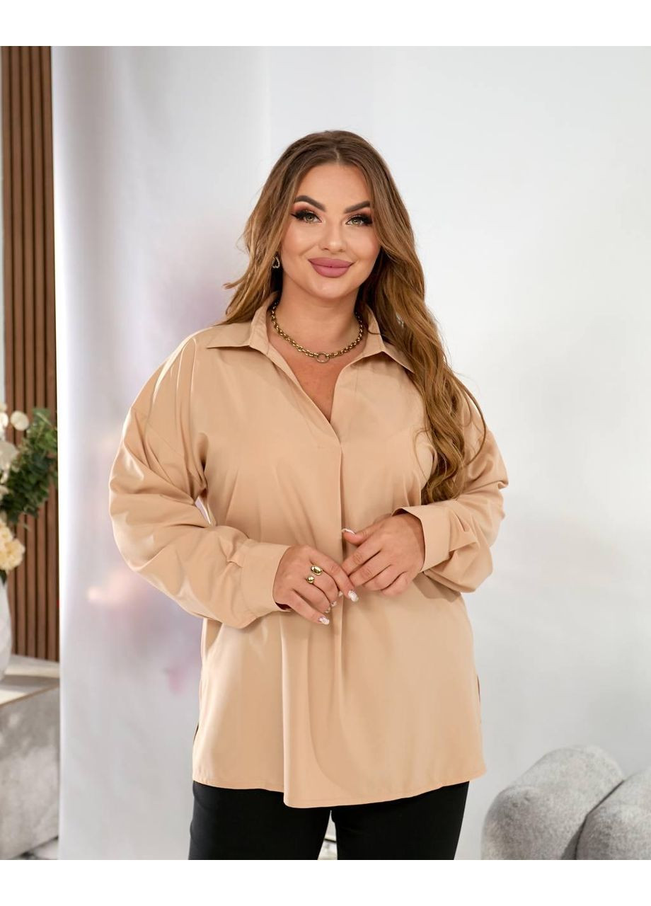 Бежевая блуза женская рубашка софт, мод. Sofia 300