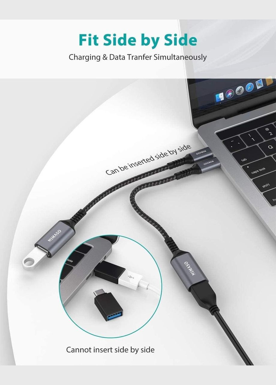 Адаптерпереходник NIMASO USB C to USB 3.0 5Gbps 0.12м серый Samsung (308849361)