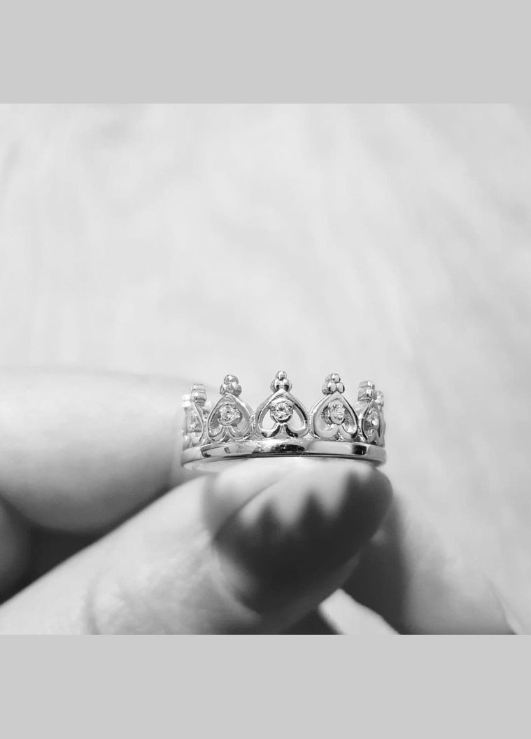 Каблучка срібна тематична Корона з маленькими білими фіанітами No Brand (362177211)