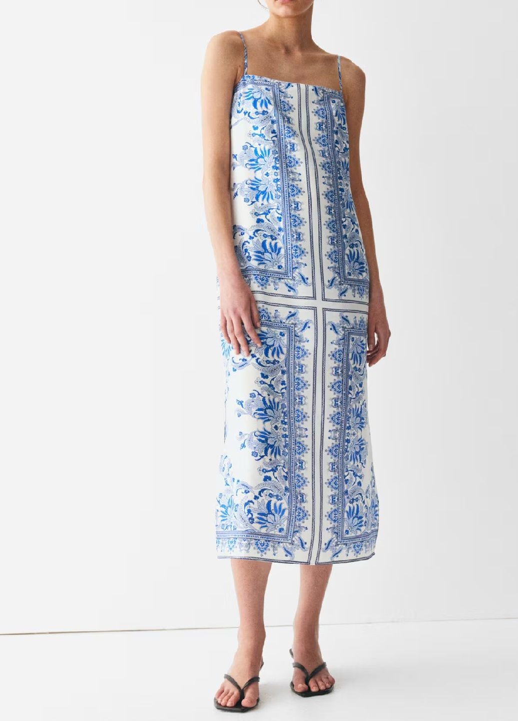 Белое кэжуал платье H&M с рисунком