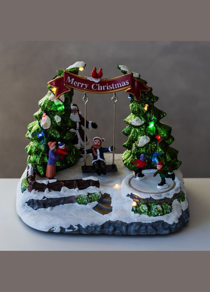 Фігурка Новорічна карусель із підсвіткою і музикою Гойдалка 21х22 см працює від батарейок 16026-003 Lefard (346152359)