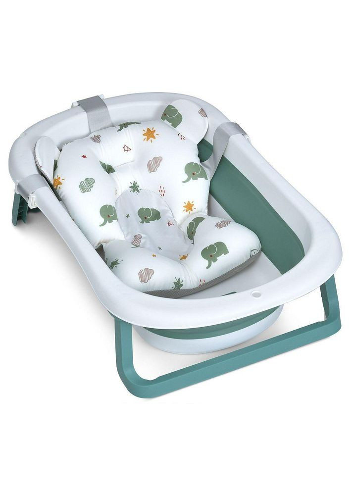 Ванночка дитяча складна ME 1151 PLUS Deep Green з матрацом і термометром Зелена El Camino (360544399)