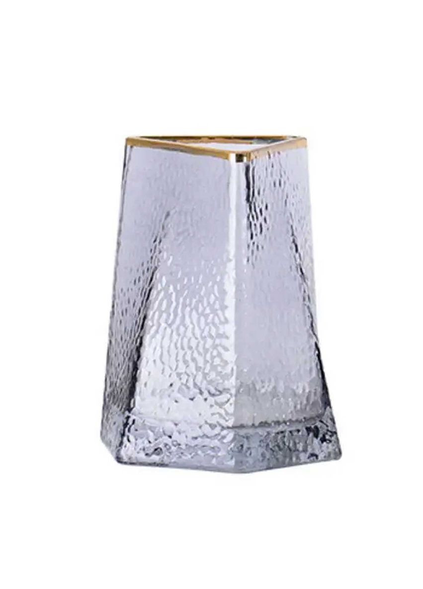 Ваза для цветов Goldland стеклянная 16 см, прозрачная с золотым ободком. Yiwu HP-1709 (302891838)