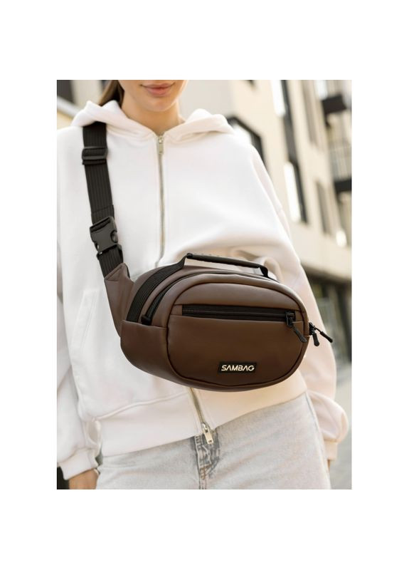 Сумка через плече жіноча бананка Flex шоколад Sambag (331532774)