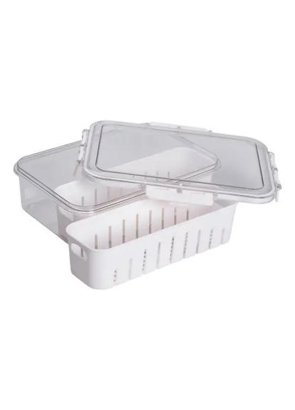 Контейнер для зберігання пластиковий на 2 секції Yiwu HP-27-11 31×16×7.5 см Білий No Brand (351361392)