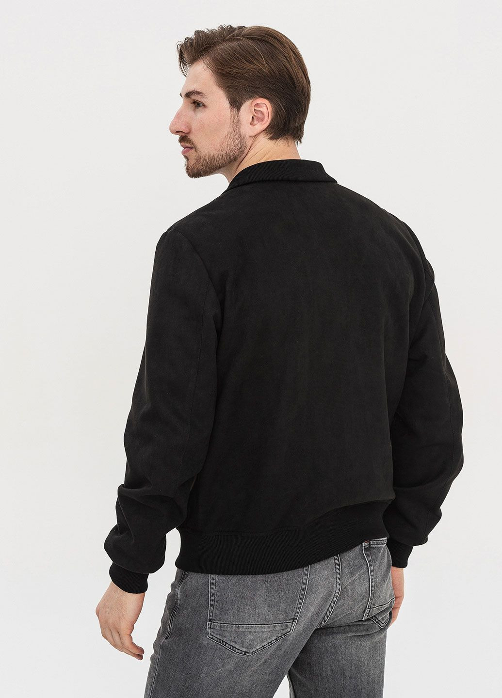 Чорна демісезонна куртка бомбер зі штучної замші Astoni ALTER EX