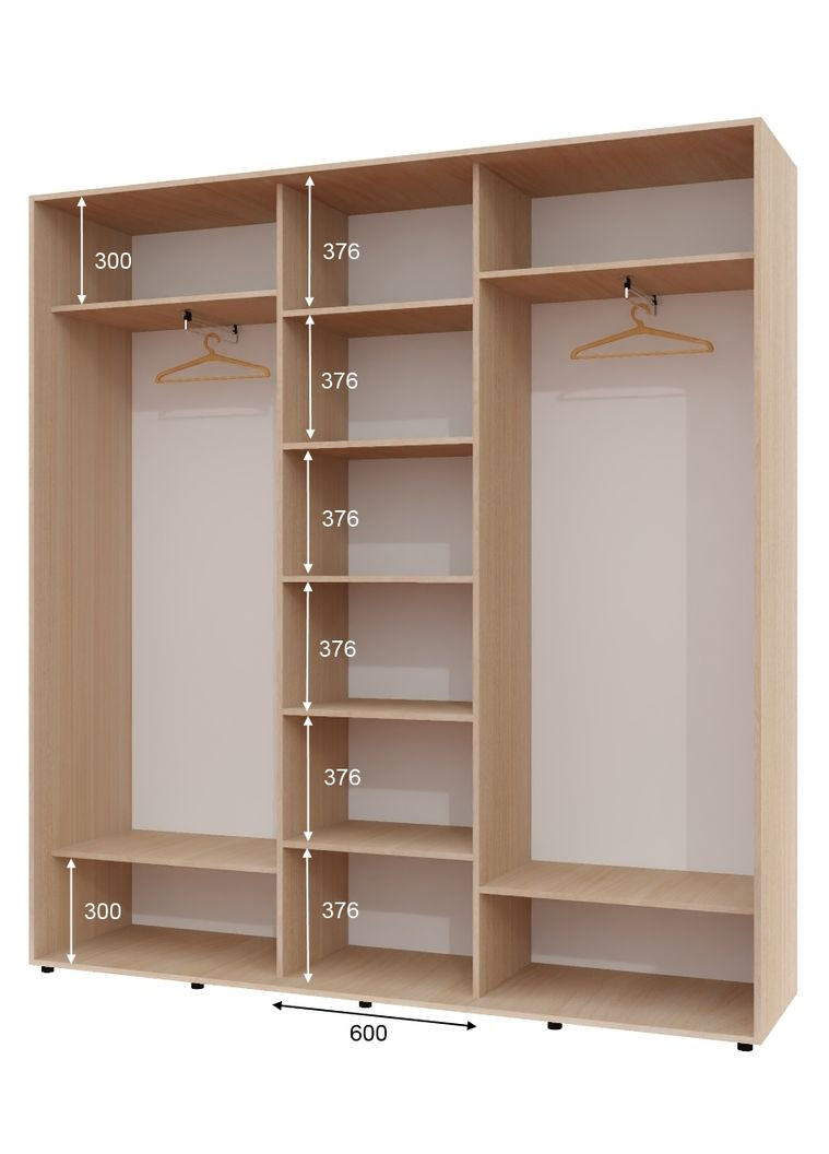 Шкаф-купе трехдверный 230*45*250 Дуб молочный Зеркало с пескоструйным рисунком ШК-04 Алекса (360478112)