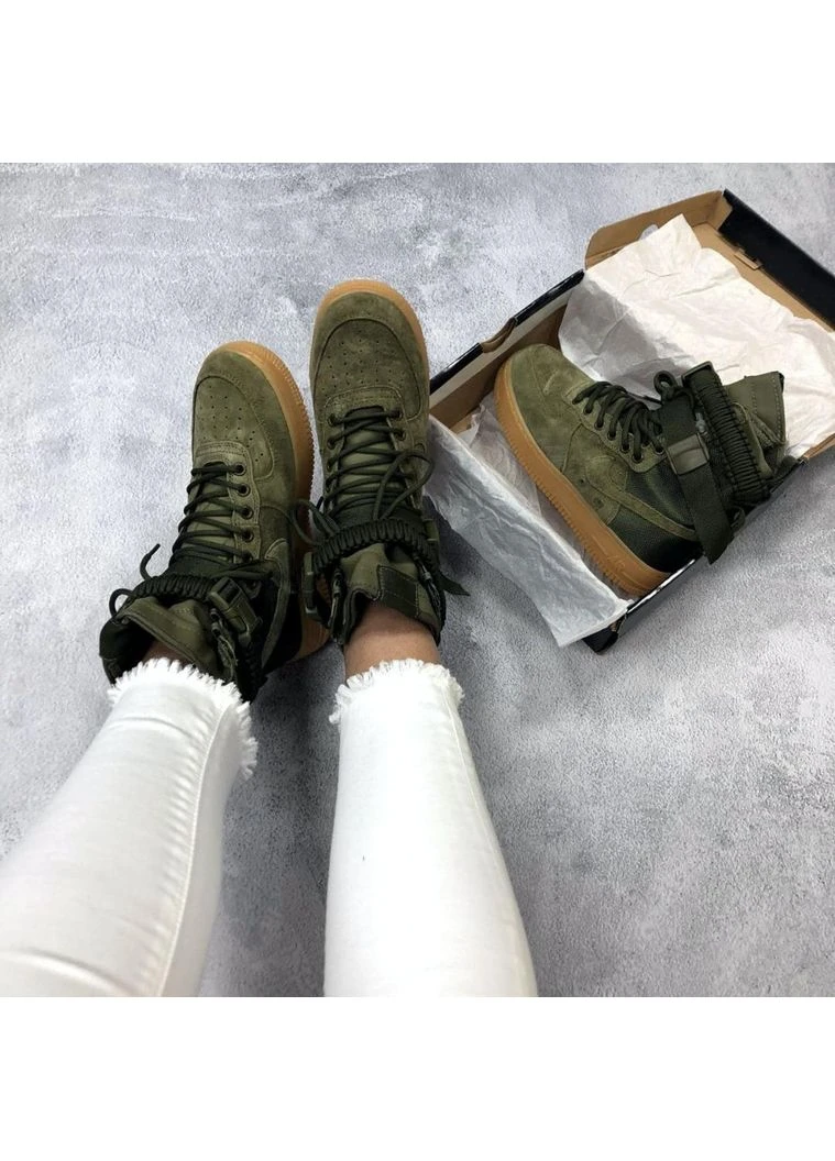 Зелені кросівки чоловічі nike special fled air force 1 green найк аір форс зелені демісезон No Brand