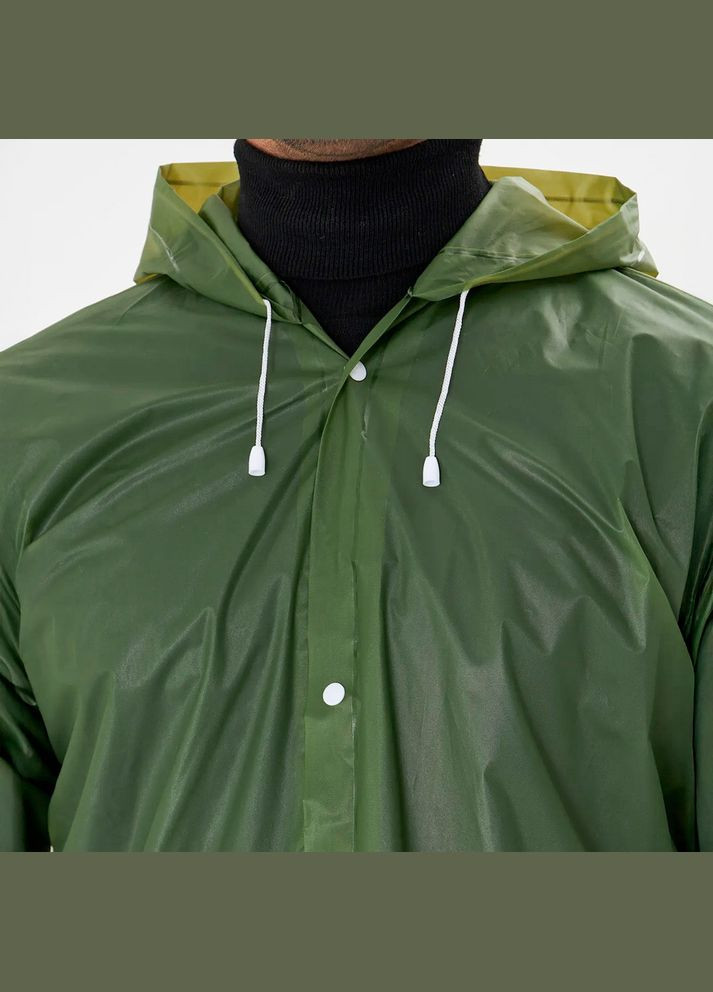 Дощовик плащ чоловічий щільний з капюшоном на кнопках EVA (оліва) Losso (329203427)