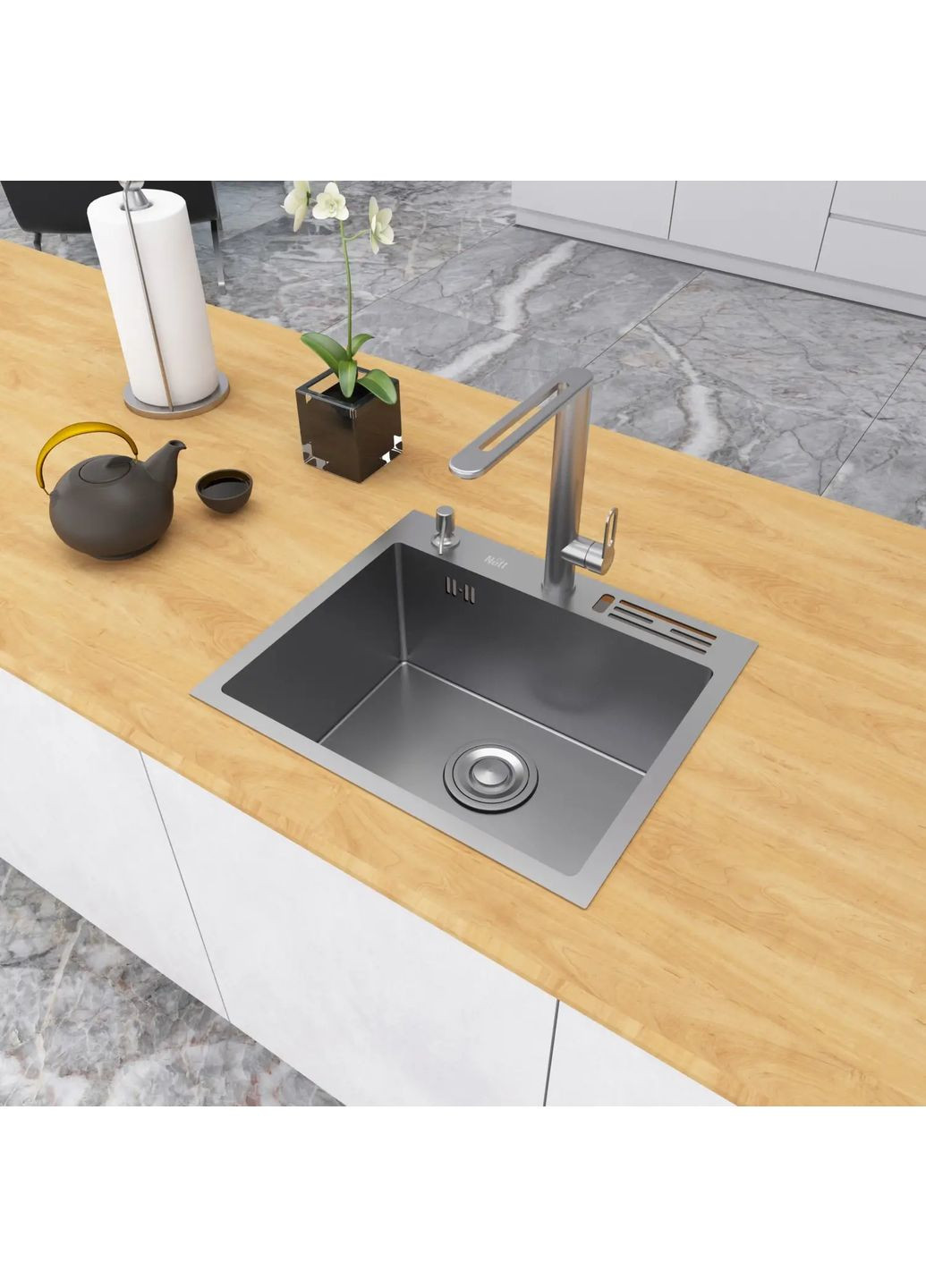 Мийка кухонна накладна 1.5 мм з нержавійки 45 см Nett NS-5245 (352730046)