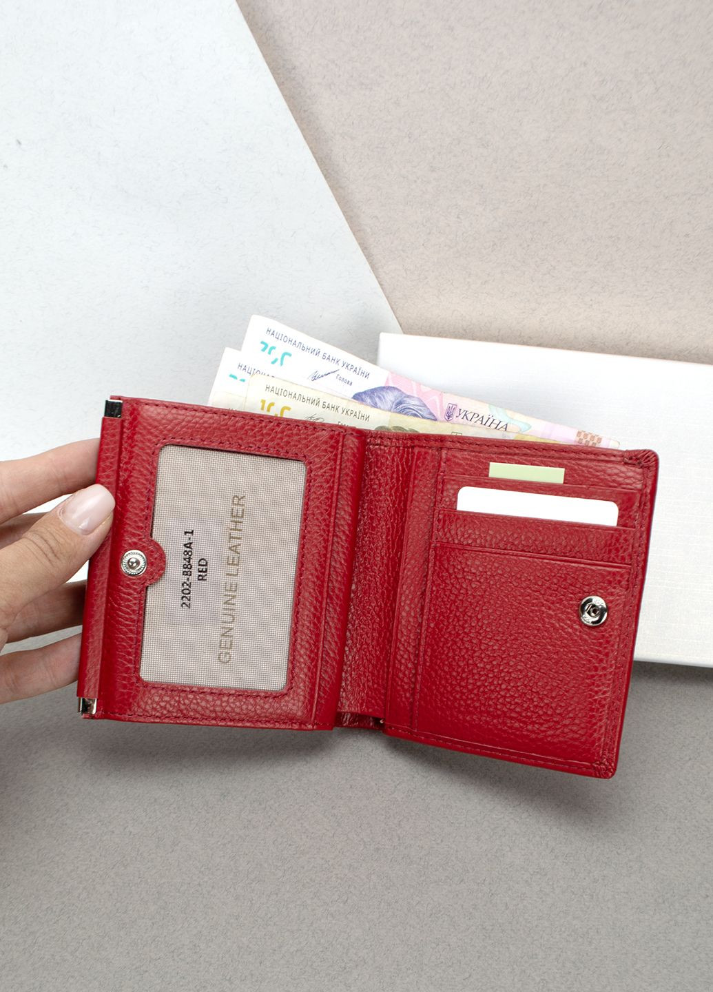 Женский кожаный кошелек Classic 8848A-1 маленький красный HandyCover (308791805)