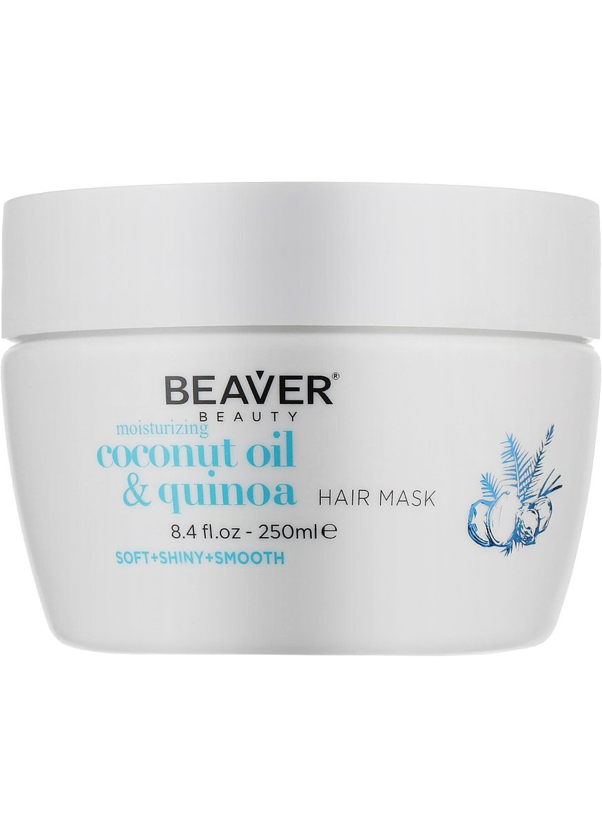Зволожувальна маска для сухого волосся з кокосовою олією Coconut Oil & Quinoa Moisturizing Hair Mask 250ml (944924-61200) Beaver Professional (368611865)