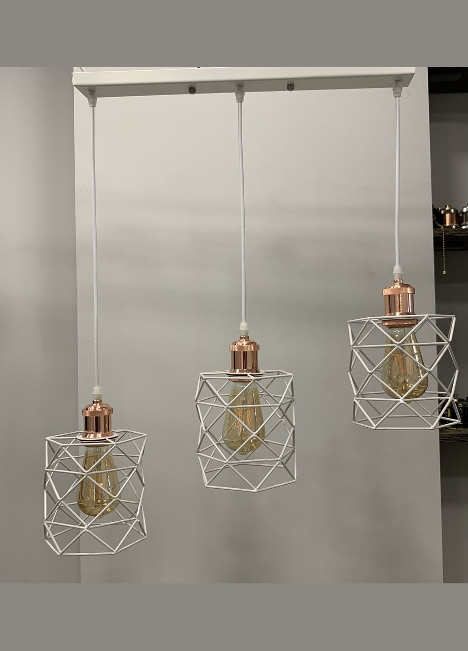 Белая люстра на три плафона с патронами цвета розовое золото (56-PR105F-3 WH+RG (500)) No Brand (370070230)