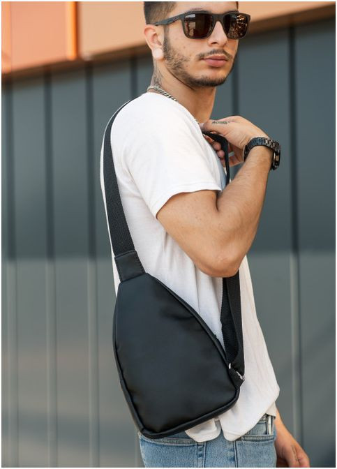 Сумка чоловіча через плече слінг із екошкіри Brooklyn 29SH Чорний Sambag (302008278)