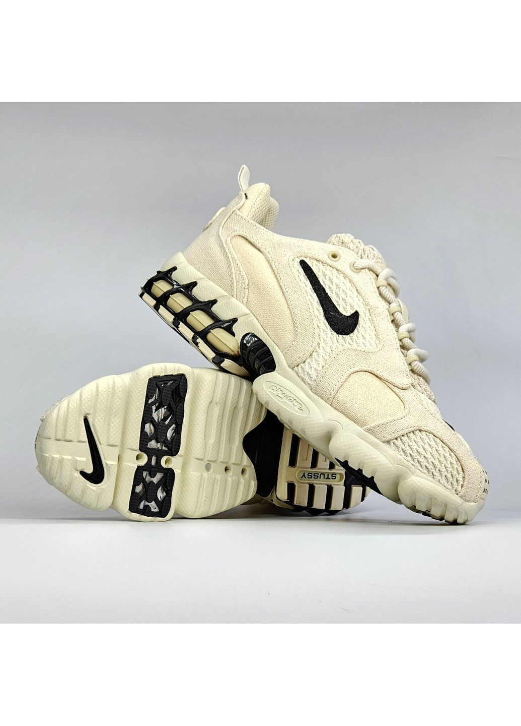 Бежеві Осінні кросівки чоловічі і жіночі nike air zoom spiridon cage 2 x stussy beige | найк аір зум бежеві No Brand