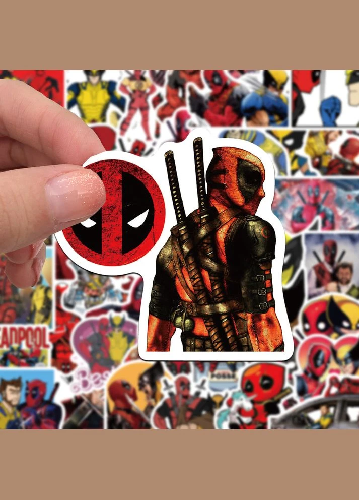 Дэдпул стикеры наклейки Deadpool & Wolverine аксессуары супергерои Росомаха 50 шт Shantou (332996923)